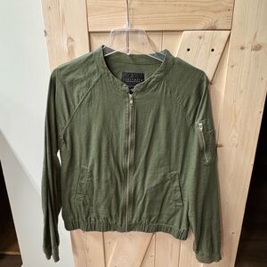 Women’s Sanctuary Olive Green Zip-Front Bomber Jacket